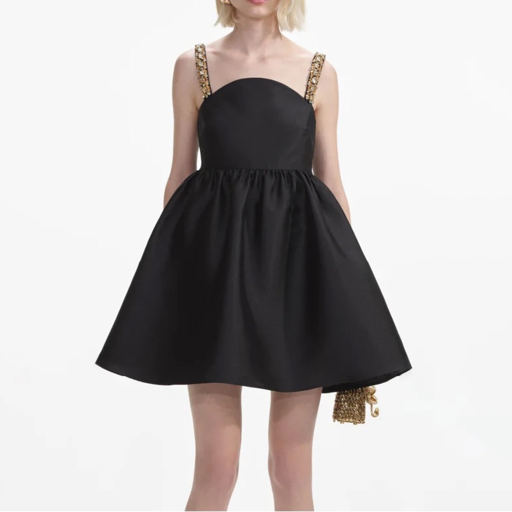 🖤🤍self portrait black taffeta embellished mini dress size 4🖤🤍